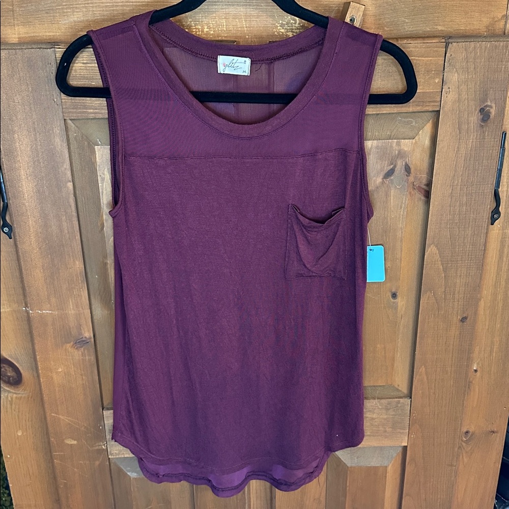 Bundle 5 items @ 5$, pay only 15$ - Burgundy Cami with Pocket & Mesh Back